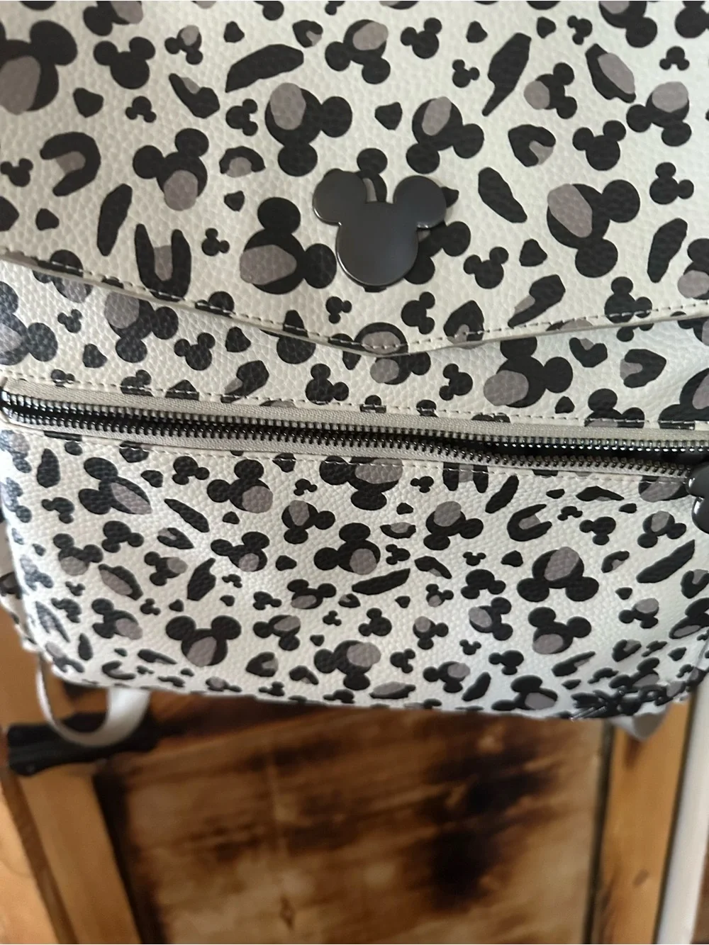 Freshly Picked White and Black Mickey Print Diaper Backpack